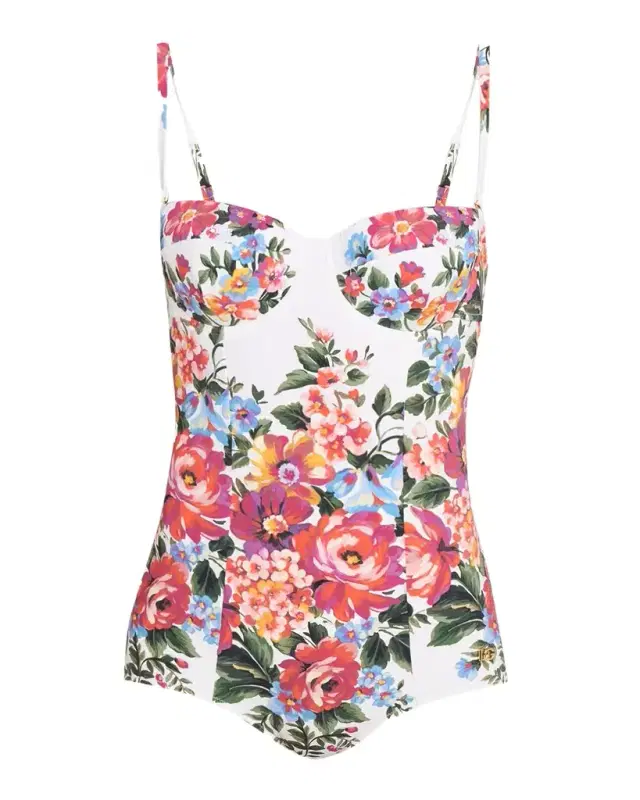 Dolce & Gabbana Floral Balconette One-Piece Swimsuit