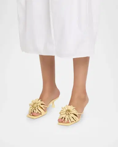Cult Gaia 50mm Alora Leather Kitten-Heel Sandals | Thumbnail 2
