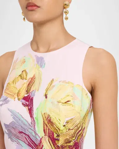Rickie Freeman for Teri Jon Sleeveless Floral-Print Cotton Midi Dress | Thumbnail 5 Rickie Freeman for Teri Jon Sleeveless Floral-Print Cotton Midi Dress | Thumbnail 5