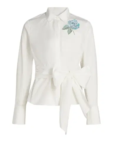 Ungaro Dixie Embellished Bow-Belt Button-Down Blouse | Thumbnail 1 Ungaro Dixie Embellished Bow-Belt Button-Down Blouse | Thumbnail 1