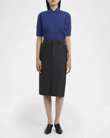 Jil Sander Gathered Short-Sleeve Button-Down Shirt | Thumbnail 2