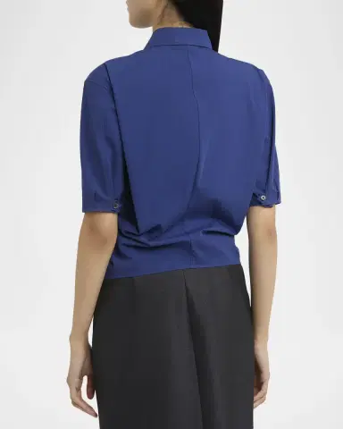 Jil Sander Gathered Short-Sleeve Button-Down Shirt | Thumbnail 3