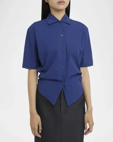 Jil Sander Gathered Short-Sleeve Button-Down Shirt | Thumbnail 4