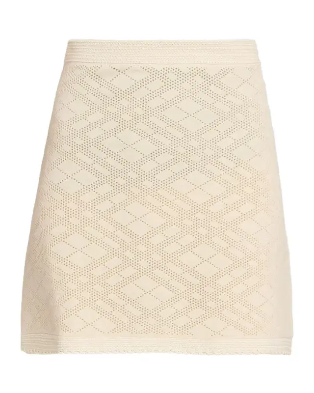 Check Pointelle Knit Mini Skirt