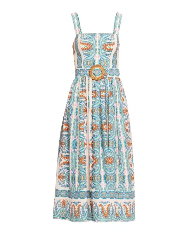 Julie Belted Poplin Midi Dress