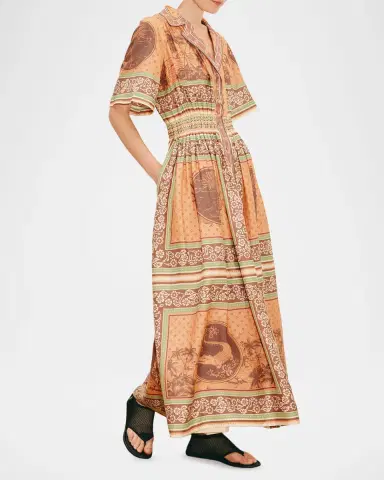 ALÉMAIS Alberta Smocked Maxi Shirtdress | Thumbnail 4 ALÉMAIS Alberta Smocked Maxi Shirtdress | Thumbnail 4