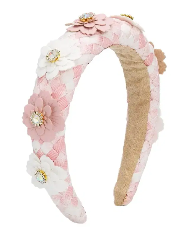 Girl 's Woven Crystal Flower Headband