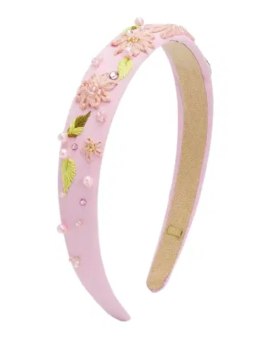 Bari Lynn Girl 's Embroidered Flower Headband | Thumbnail 1