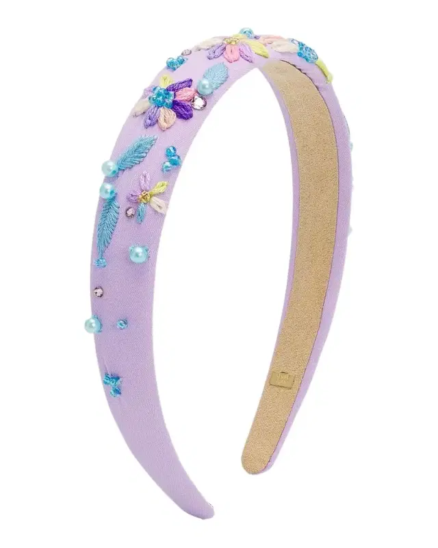 Girl 's Embroidered Flower Headband