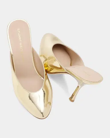 Stuart Weitzman 85mm Madison Metallic Leather Mule Pumps | Thumbnail 3 Stuart Weitzman 85mm Madison Metallic Leather Mule Pumps | Thumbnail 3