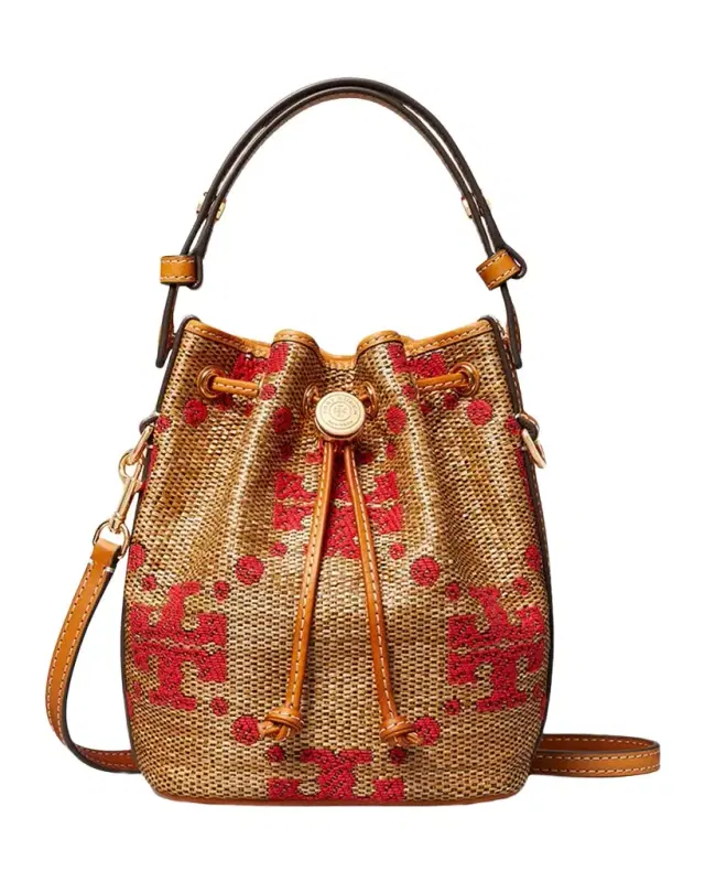 Tory Burch Mini T Monogram Jacquard Woven Bucket Bag
