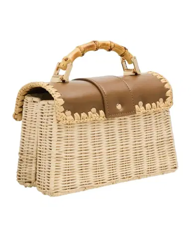 BTB Los Angeles Debon Rattan & Leather Top Handle Bag | Thumbnail 1