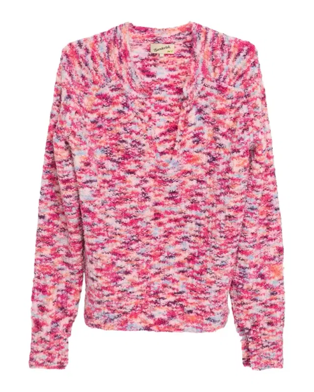 Men 's Melange Split Open-Crewneck Sweater