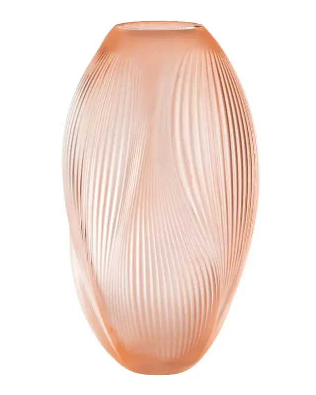 Lalique Alize 20" Crystal Vase with Coral Patina