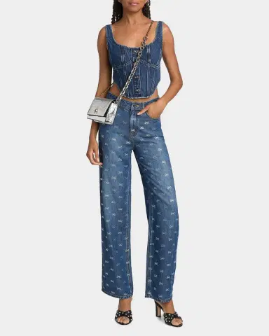 Self-Portrait Denim Corset Top | Thumbnail 2 Self-Portrait Denim Corset Top | Thumbnail 2