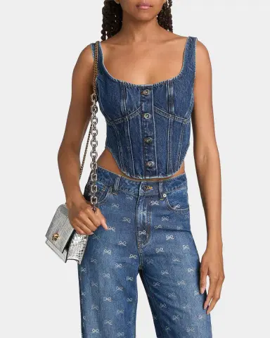 Self-Portrait Denim Corset Top | Thumbnail 7 Self-Portrait Denim Corset Top | Thumbnail 7