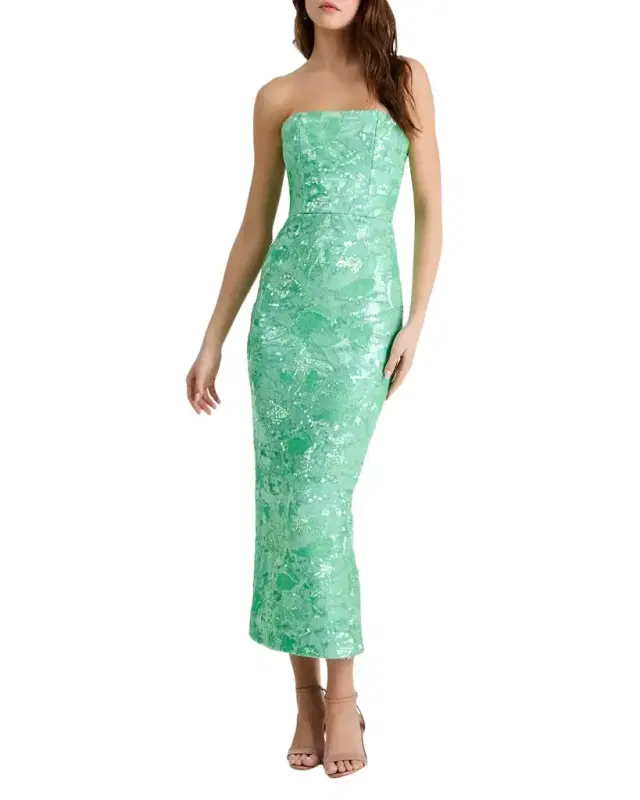 Leslie Strapless Sequin Column Gown