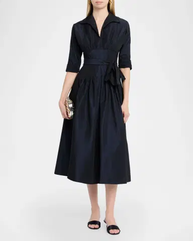 Rickie Freeman for Teri Jon Pleated A-Line Midi Dress | Thumbnail 2 Rickie Freeman for Teri Jon Pleated A-Line Midi Dress | Thumbnail 2