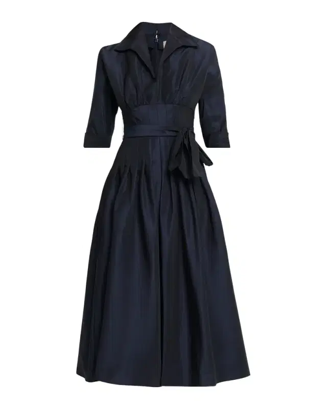 Rickie Freeman for Teri Jon Pleated A-Line Midi Dress
