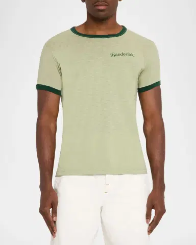 Sanderlak Men's Contrast-Rib Logo Crewneck T-Shirt | Thumbnail 4 Sanderlak Men's Contrast-Rib Logo Crewneck T-Shirt | Thumbnail 4