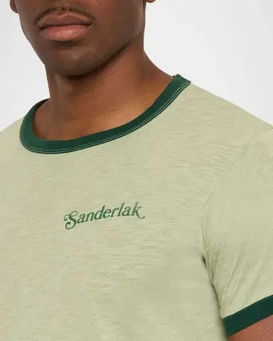 Sanderlak Men's Contrast-Rib Logo Crewneck T-Shirt | Thumbnail 5 Sanderlak Men's Contrast-Rib Logo Crewneck T-Shirt | Thumbnail 5