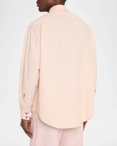 Sanderlak Men's Stripe Poplin Oversized Button-Down Shirt | Thumbnail 3 Sanderlak Men's Stripe Poplin Oversized Button-Down Shirt | Thumbnail 3