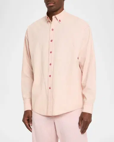 Sanderlak Men's Stripe Poplin Oversized Button-Down Shirt | Thumbnail 4 Sanderlak Men's Stripe Poplin Oversized Button-Down Shirt | Thumbnail 4