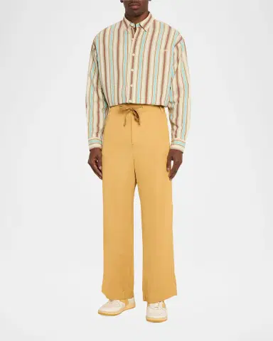 Sanderlak Men's Viscose Wide-Leg Drawstring Pants | Thumbnail 2 Sanderlak Men's Viscose Wide-Leg Drawstring Pants | Thumbnail 2