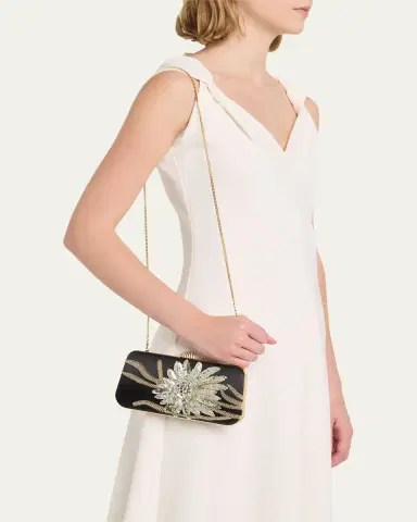 Valentino Garavani Carry Secrets Sequin Floral Satin Clutch Bag | Thumbnail 4 Valentino Garavani Carry Secrets Sequin Floral Satin Clutch Bag | Thumbnail 4