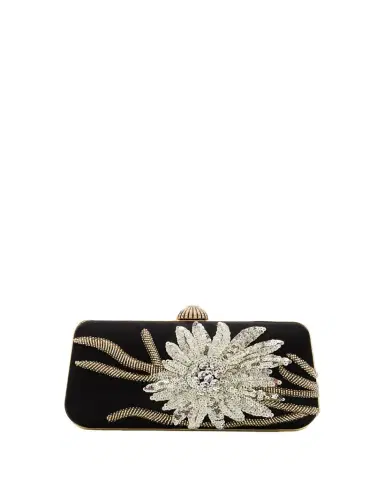 Valentino Garavani Carry Secrets Sequin Floral Satin Clutch Bag | Thumbnail 1 Valentino Garavani Carry Secrets Sequin Floral Satin Clutch Bag | Thumbnail 1