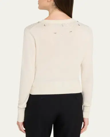 PRABAL GURUNG Celestial Embroidered Silk-Cashmere V-Neck Cardigan | Thumbnail 3 PRABAL GURUNG Celestial Embroidered Silk-Cashmere V-Neck Cardigan | Thumbnail 3
