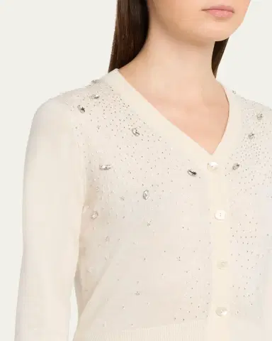 PRABAL GURUNG Celestial Embroidered Silk-Cashmere V-Neck Cardigan | Thumbnail 5 PRABAL GURUNG Celestial Embroidered Silk-Cashmere V-Neck Cardigan | Thumbnail 5