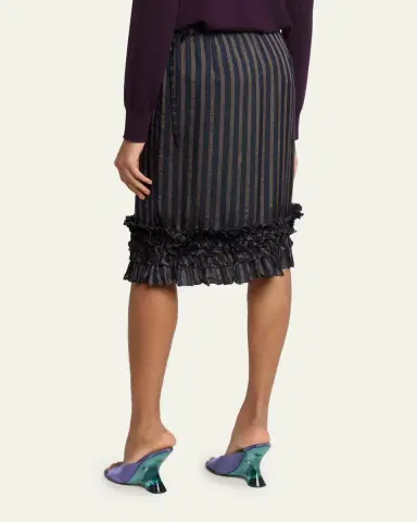 Dries Van Noten Scotts Striped Ruffle Satin Midi Skirt | Thumbnail 3 Dries Van Noten Scotts Striped Ruffle Satin Midi Skirt | Thumbnail 3