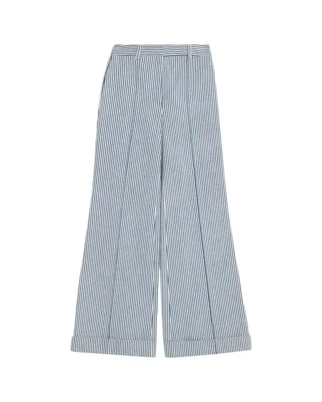 Deeda Striped Twill Wide-Leg Pants
