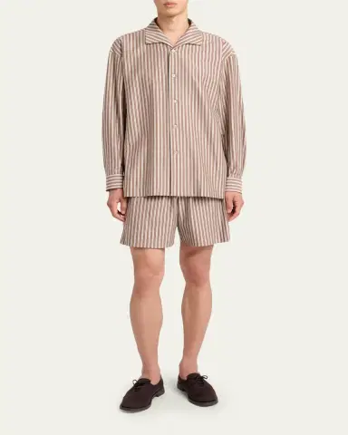 Homme Plissé Issey Miyake Men's Multi-Stripe Jersey Flat-Front Shorts | Thumbnail 2