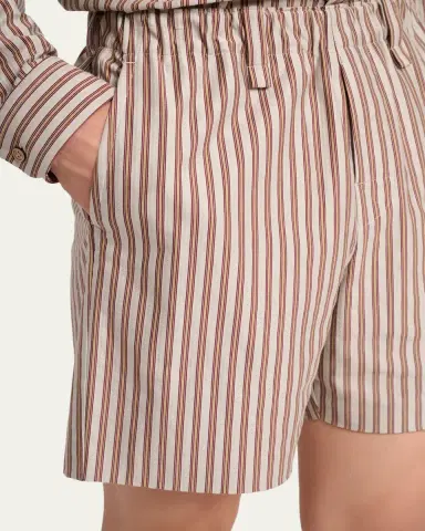 Homme Plissé Issey Miyake Men's Multi-Stripe Jersey Flat-Front Shorts | Thumbnail 5