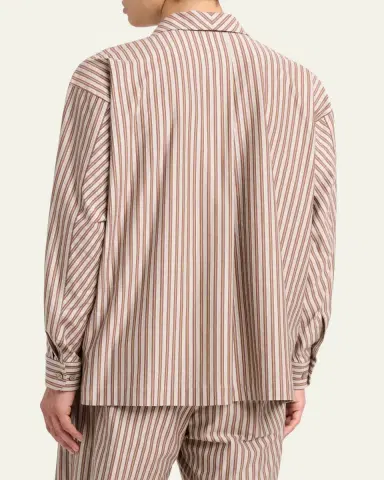Homme Plissé Issey Miyake Men's Multi-Stripe Polyester Button-Down Shirt | Thumbnail 3 Homme Plissé Issey Miyake Men's Multi-Stripe Polyester Button-Down Shirt | Thumbnail 3