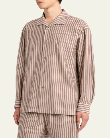 Homme Plissé Issey Miyake Men's Multi-Stripe Polyester Button-Down Shirt | Thumbnail 4 Homme Plissé Issey Miyake Men's Multi-Stripe Polyester Button-Down Shirt | Thumbnail 4