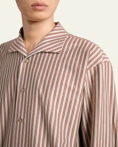 Homme Plissé Issey Miyake Men's Multi-Stripe Polyester Button-Down Shirt | Thumbnail 5 Homme Plissé Issey Miyake Men's Multi-Stripe Polyester Button-Down Shirt | Thumbnail 5