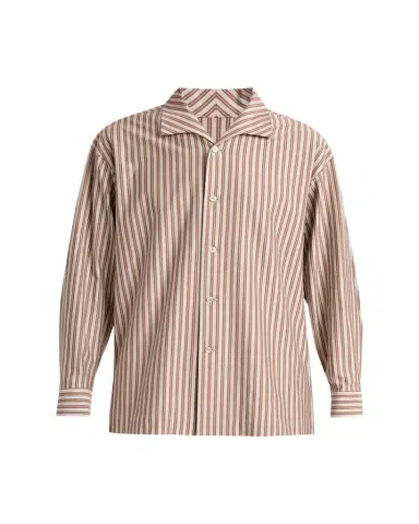 Homme Plissé Issey Miyake Men's Multi-Stripe Polyester Button-Down Shirt | Thumbnail 1 Homme Plissé Issey Miyake Men's Multi-Stripe Polyester Button-Down Shirt | Thumbnail 1