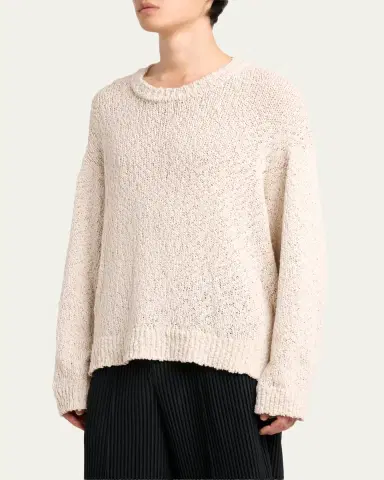 Homme Plissé Issey Miyake Men's Risotto Cotton Texture-Knit Crewneck Sweater | Thumbnail 4 Homme Plissé Issey Miyake Men's Risotto Cotton Texture-Knit Crewneck Sweater | Thumbnail 4