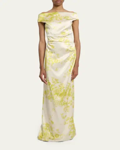Erdem Ruched Off-Shoulder Column Gown | Thumbnail 2