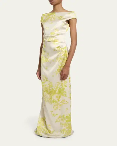Erdem Ruched Off-Shoulder Column Gown | Thumbnail 4