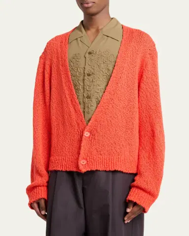 Homme Plissé Issey Miyake Men's Cotton Knit Oversized Cardigan | Thumbnail 4 Homme Plissé Issey Miyake Men's Cotton Knit Oversized Cardigan | Thumbnail 4