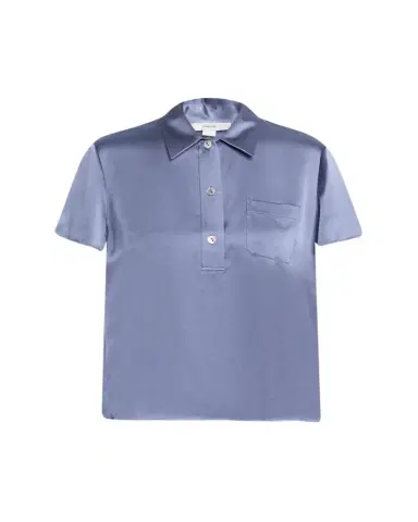 Vince Silk Charmeuse Short-Sleeve Polo Shirt | Thumbnail 1 Vince Silk Charmeuse Short-Sleeve Polo Shirt | Thumbnail 1