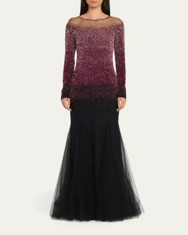 PAMELLA ROLAND Ombre Signature Sequin Illusion Trumpet Gown | Thumbnail 2 PAMELLA ROLAND Ombre Signature Sequin Illusion Trumpet Gown | Thumbnail 2