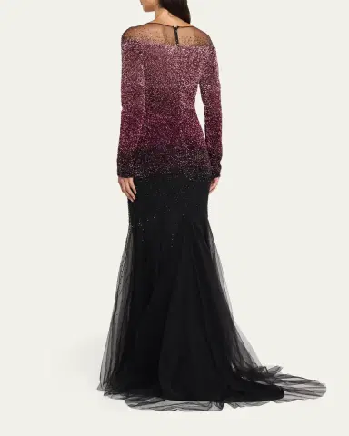 PAMELLA ROLAND Ombre Signature Sequin Illusion Trumpet Gown | Thumbnail 3 PAMELLA ROLAND Ombre Signature Sequin Illusion Trumpet Gown | Thumbnail 3