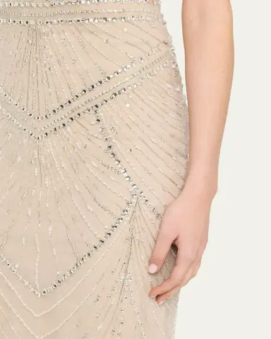 PAMELLA ROLAND Embroidered Tulle Halter Gown | Thumbnail 5