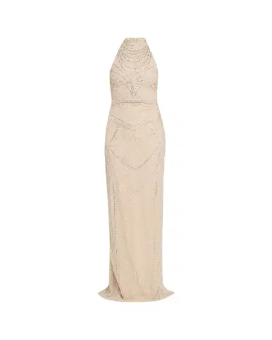 PAMELLA ROLAND Embroidered Tulle Halter Gown | Thumbnail 1