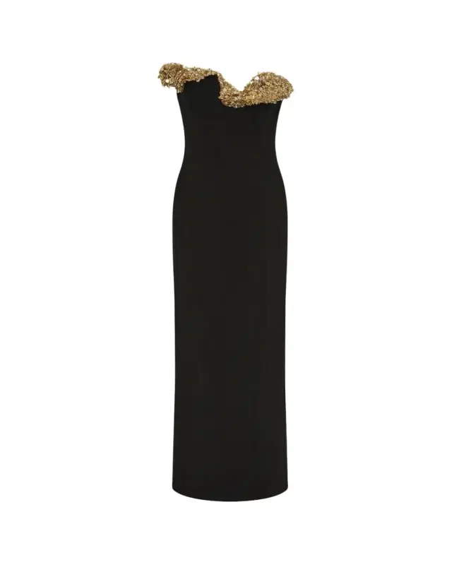Lucca Sequin Sculpture Strapless Column Gown